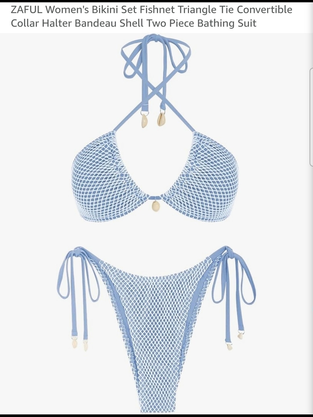 ZAFUL Light Blue Fishnet Triangle Bikini Set